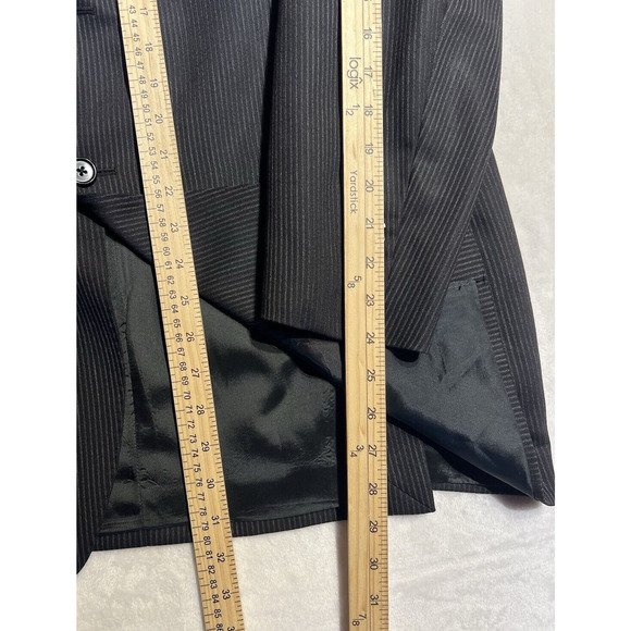 John Varvatos Italy 42R Gray Micro-Stripe Blazer Sport Coat 3/2 Roll Virgin Wool - Picture 13 of 15